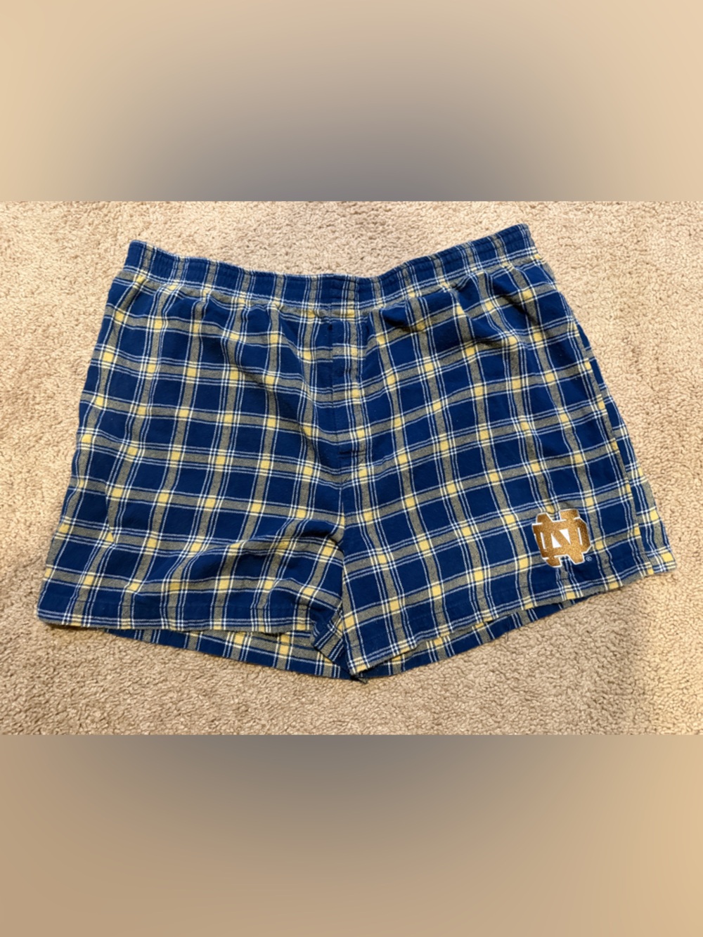 Blue and Yellow Plaid Mens Notre Dame boxer shorts